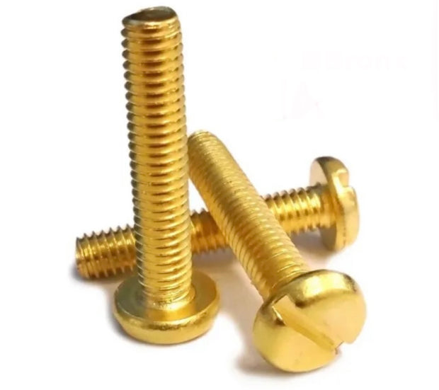 BRASS SLOTTED PAN HEAD MACHINE SCREWS SLOT DRIVE BOLTS M4 All Sizes Available